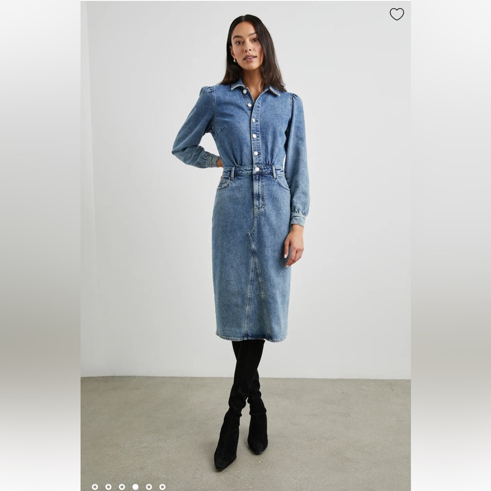 NWT Rails Beverly 100% Cotton Button Front Denim Long Sleeve Dress in West Coast